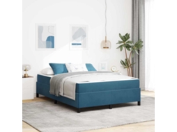 Vidaxl Estrutura Da Cama Azul Escuro 140 X 200 Cm Tecido
