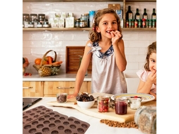 Conjunto 4 Moldes Silicone Grau Alimentício Chocolate Formato Rosa Coração Waffles Doces Cubos Gelo Gelatina Sabonetes Artesanais Decoração Bolos MDUG