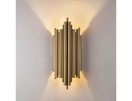Candeeiro De Parede Reis Dourado 22x11x50 Cm Design Moderno Leva Me Contigo