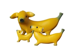 Escultura Nova Line de Cachorro de Banana, Conjunto de 3