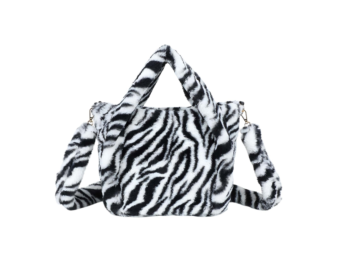 Bolsa De Mão Feminina Léona Douceur Em Pele De Zebra Com Alça De Ombro Removível