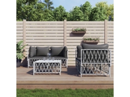 Vidaxl 5 Pcs Conjunto Lounge De Jardim Com Almofadões Aço Branco