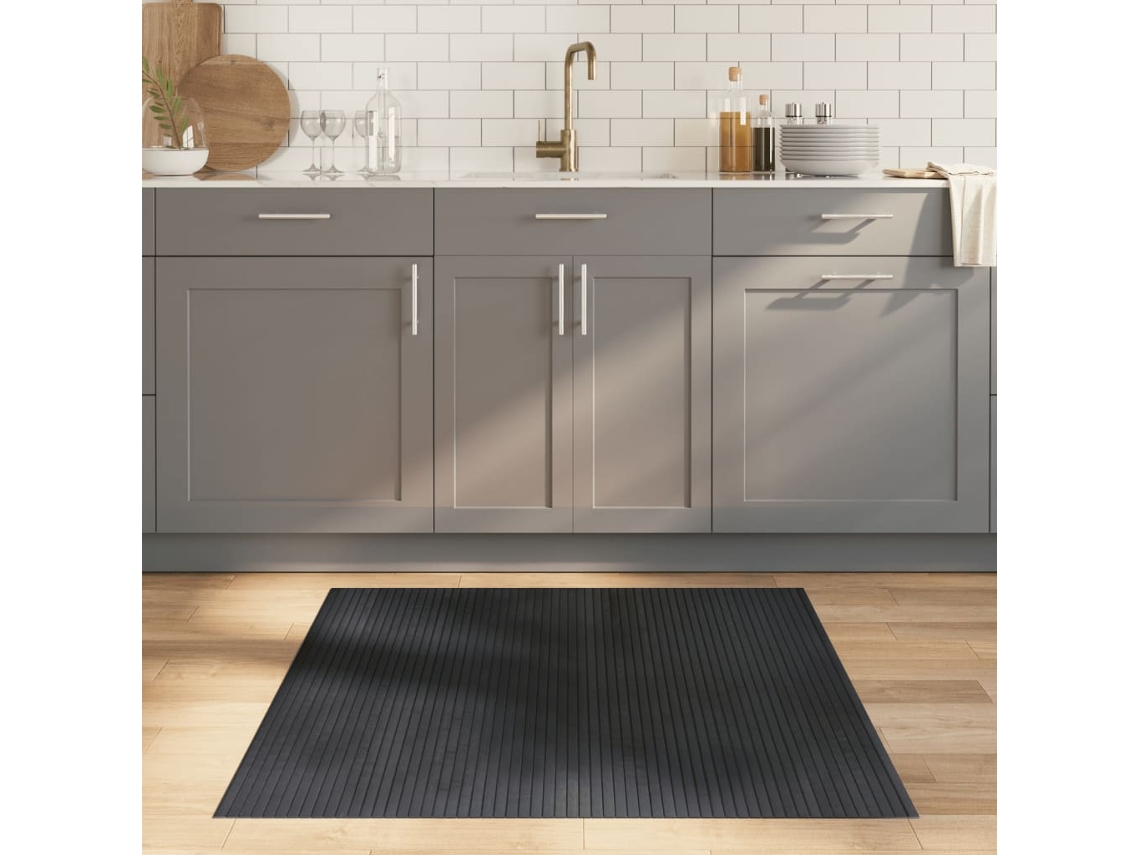 Vidaxl Tapete Retangular 100x100 Cm Bambu Cinzento