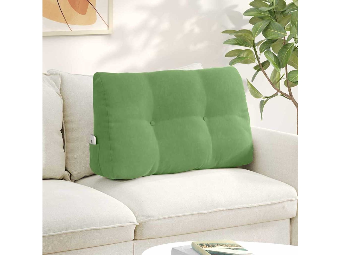 Vidaxl Travesseiro Para Costas Verde Claro 80 X 24 X 50 Cm Veludo