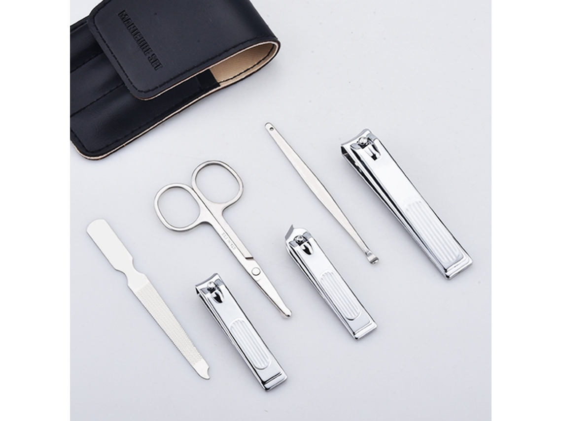 Conjunto De Cortadores De Unhas De Aço Inoxidável 6 Peças Portátil Para Manicure E Pedicure Presente