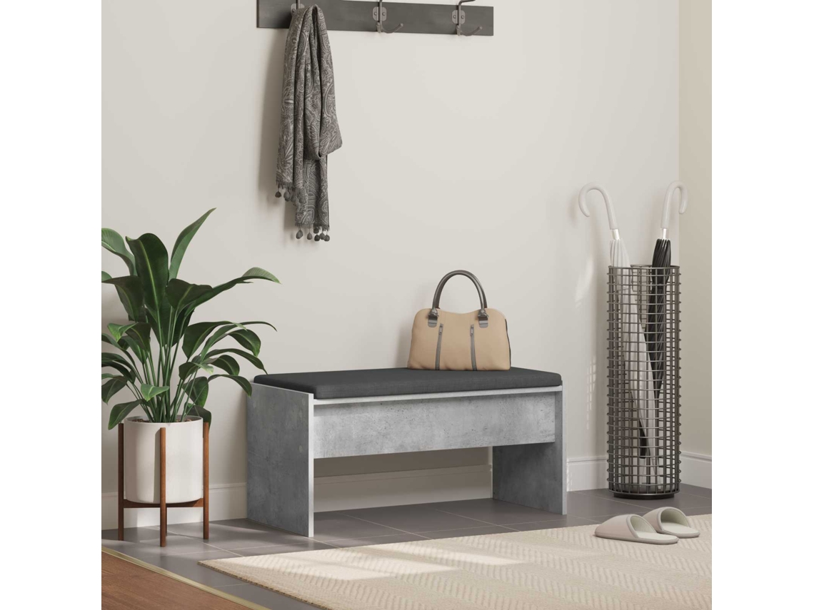 Vidaxl Banco De Hall Com Almofada Cinzento 83 X 38 X 40 Cm