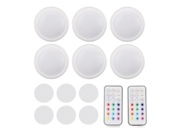 Luminária de LED 2026 com 13 cores, 2 modos de iluminação, luz quente, funciona a bateria e possui controle remoto para armários de cozinha.