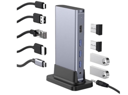 Docking Station Usb C 100w Alimentação, Hdmi 4k, Gigabit Ethernet, Usb 3.0/2.0, Compatível Macbook Pro 2020 2016 Etc Cinza Bestvite