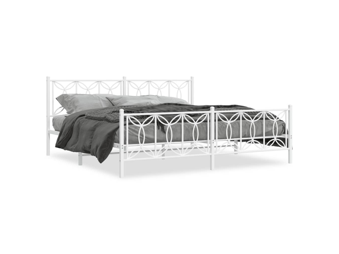 Bed Frame, Bed Frames Vidaxl Branco Metal (193 X 203 Cm)