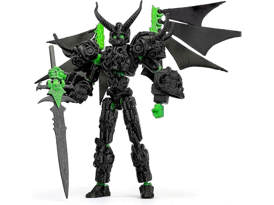 Figura De Ação De Robô Impressa Em 3d De 8 Polegadas, Com Articulações Ajustadas E Acessórios Intercambiáveisblack Green