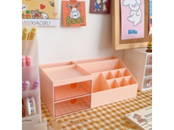 Caixa de armazenamento para mesa com design multi grade bonita e adorável para materiais escolares rosa S/MARCA