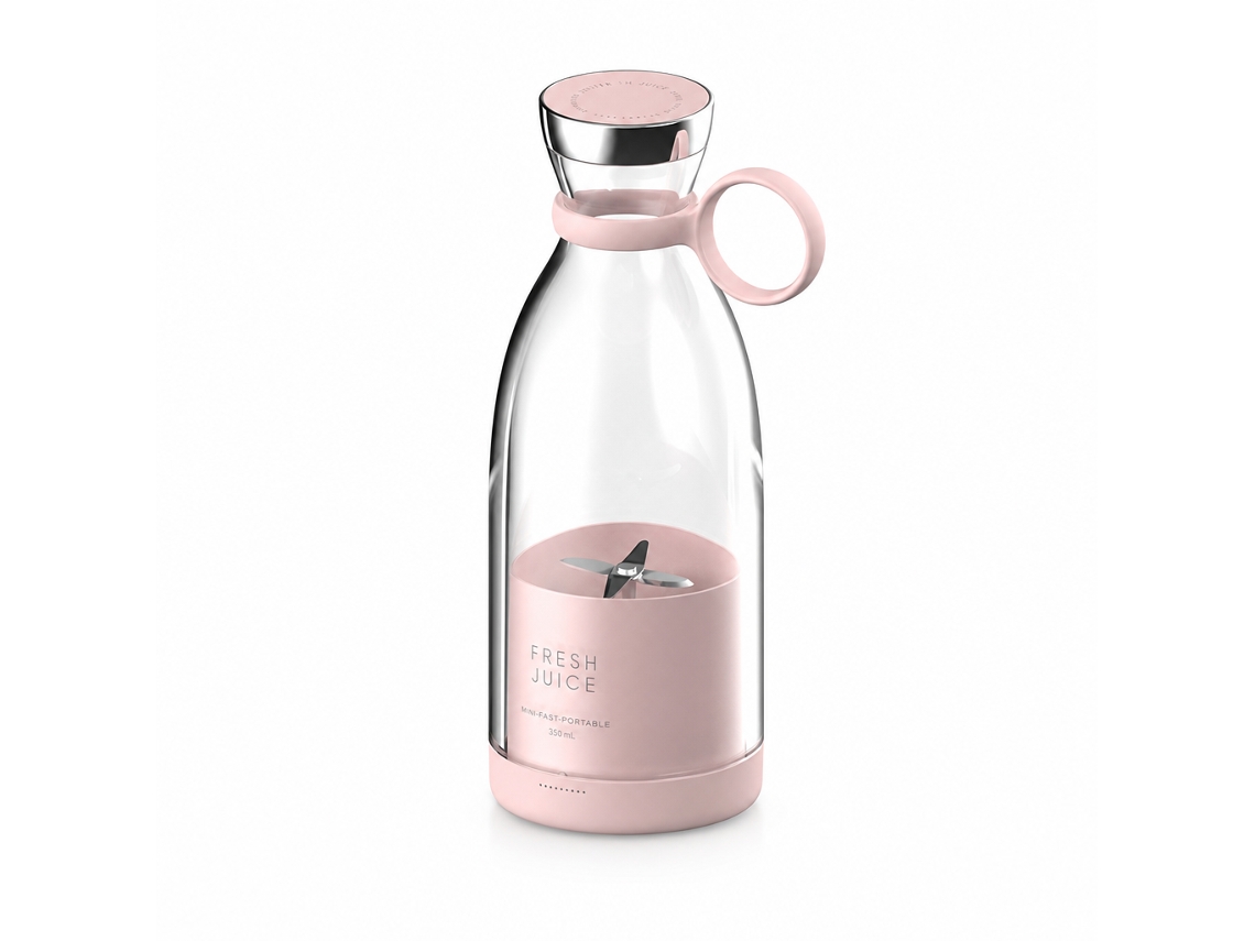 Liquidificadora Portátil Elétrica 350 Ml Recarregável Com Carregamento Magnético, Rosa