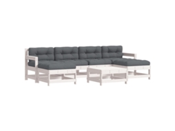 Conjunto de 7 Lounge Garden com Almofadões Madeira Maciça Branco MAISON EXCLUSIVE (7pcs)
