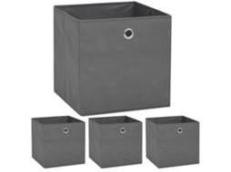 Vidaxl Caixas Arrumação 4 Pcs Não-tecido (tnt) 32x32x32 Cm Cinzento