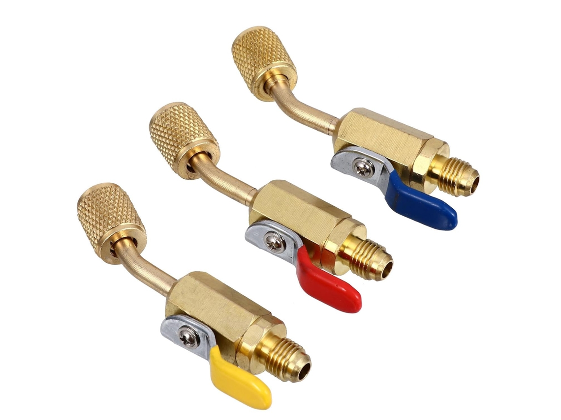 Conjunto De 3 Peças De Válvula De Corte Manual De Cotovelo Compacta De Cobre De 45° Para