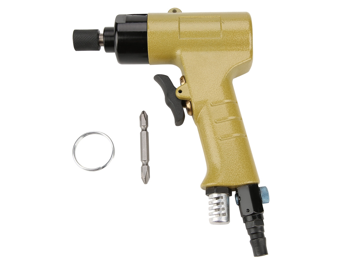 Parafusadeira pneumática industrial reversível de 1/4" com rotação de 8000 rpm.