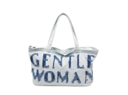Saco Cabas Gentle Woman de Ganga Desbotada Bordado com Estilo Casual GALLANTRY