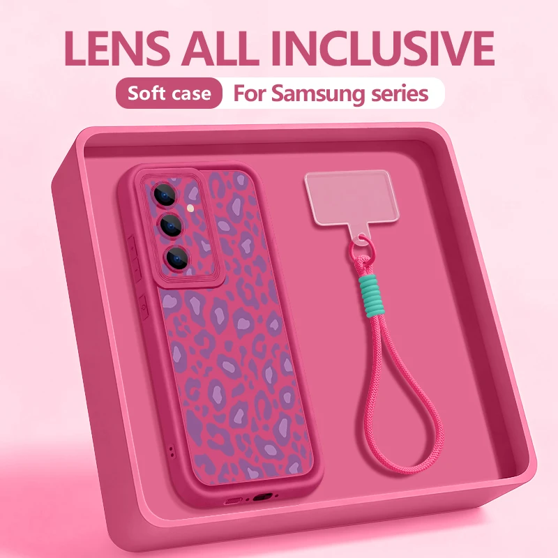 Capa Para Celular Galaxy S26 Ultra Com Estampa De Leopardo (rosa Vibrante), Alça De Pulso Macia.