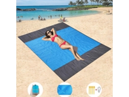 Tapete de praia extra grande Slowmoose 203 x 213 cm, cobertor de piquenique à prova d'água e à prova de areia, lavável à máquina, nylon com 4 pinos (azul 2)