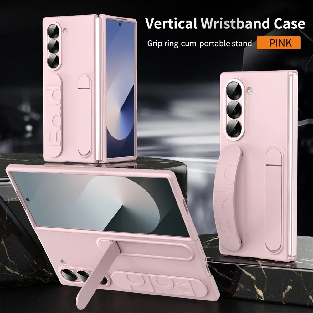 (rosa, Galaxy Z Fold7) Capa Para Celular Com Alça De Pulso, Suporte Dobrável Oculto, Feita De Silicone.