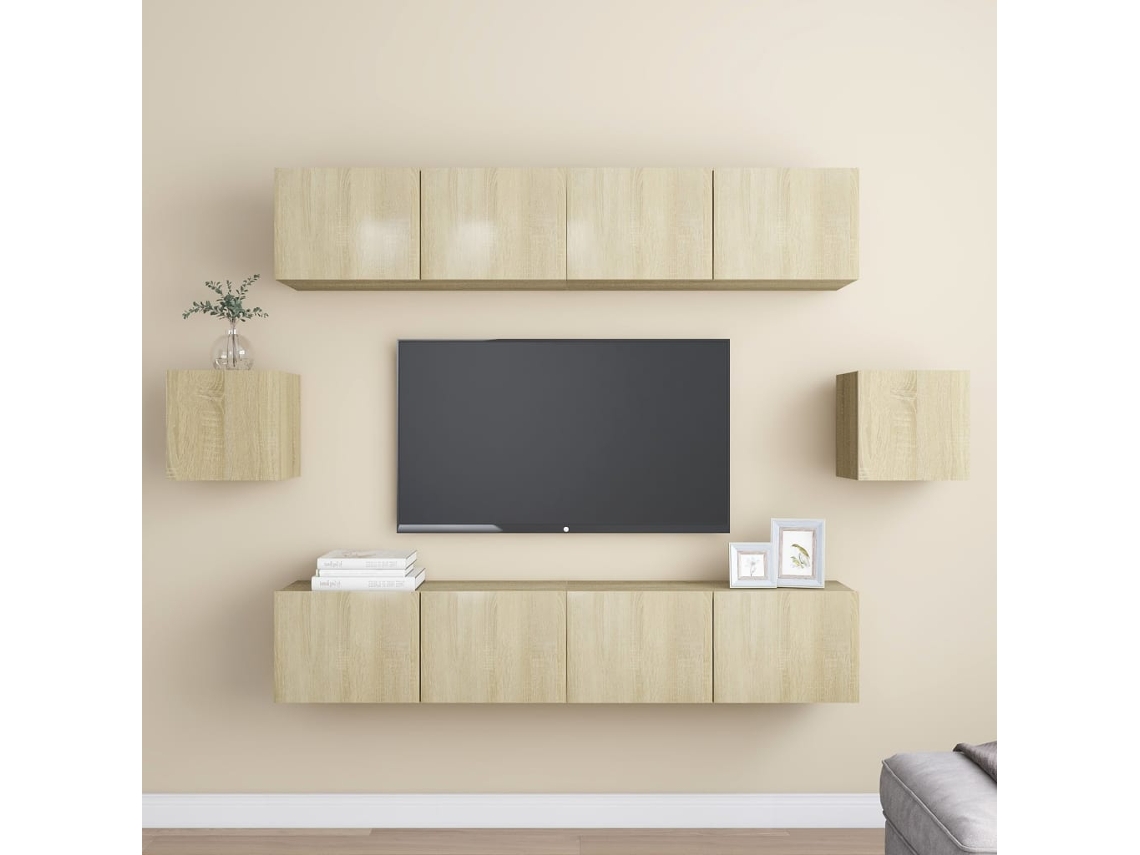 Vidaxl 6pcs Conjunto De Móveis De Tv Derivados Madeira Carvalho Sonoma