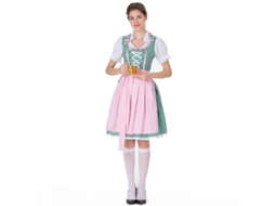 Vestido Rebe-dress Dirndl clássico alemão para Oktoberfest/Carnaval, feminino, de alta qualidade, com babados e detalhes em renda, tamanho G, verde.