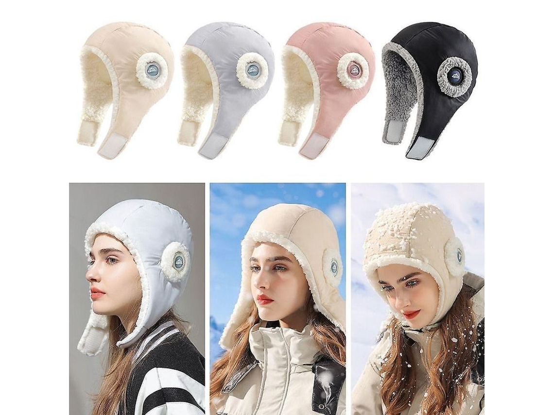 Gorro de inverno quente 2026 para mulheres e homens com enchimento de plumas e pele macia para atividades ao ar livre.
