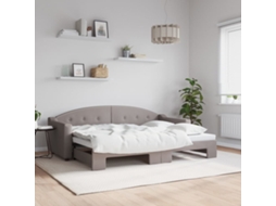 Sofá cama con cajón 80x200 cm, tela gris-marrón