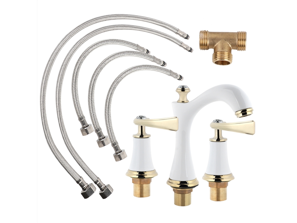 Faucet de Bacia de Cobre Banheiro Dourado Branco