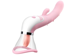 Vibrador Para Lamber A Língua Com Dildo De Aquecimento Estimulador De Sucção Do Mamilo Clitóris Rosa*