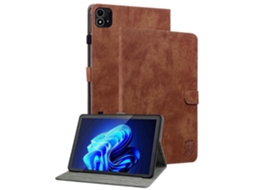 Capa de couro sintético antirriscos com estampa de tigre Hengrongshen para tablet Itel Pad One (marrom)