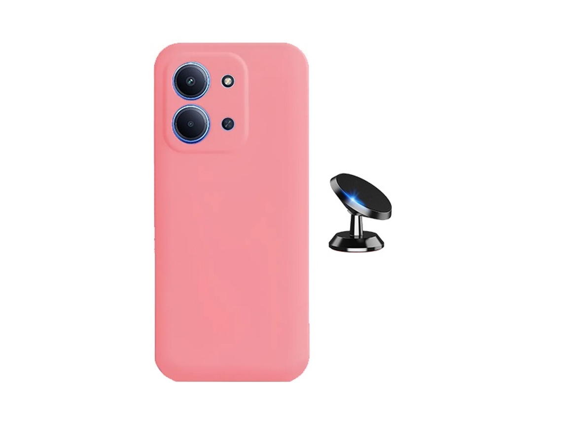 Kit Suporte Magnético Capa Proteção Silicone Gift4me Para Xiaomi Poco C85 - Rosa