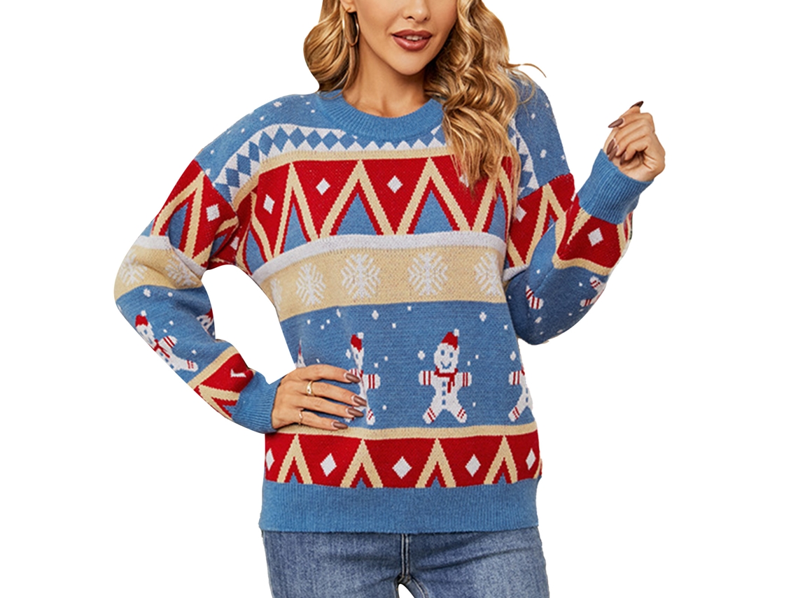 Casaco Feminino Laxiscreed Natal Estampado, Casual Com Mangas Largas, Ideal Para Outono Xl