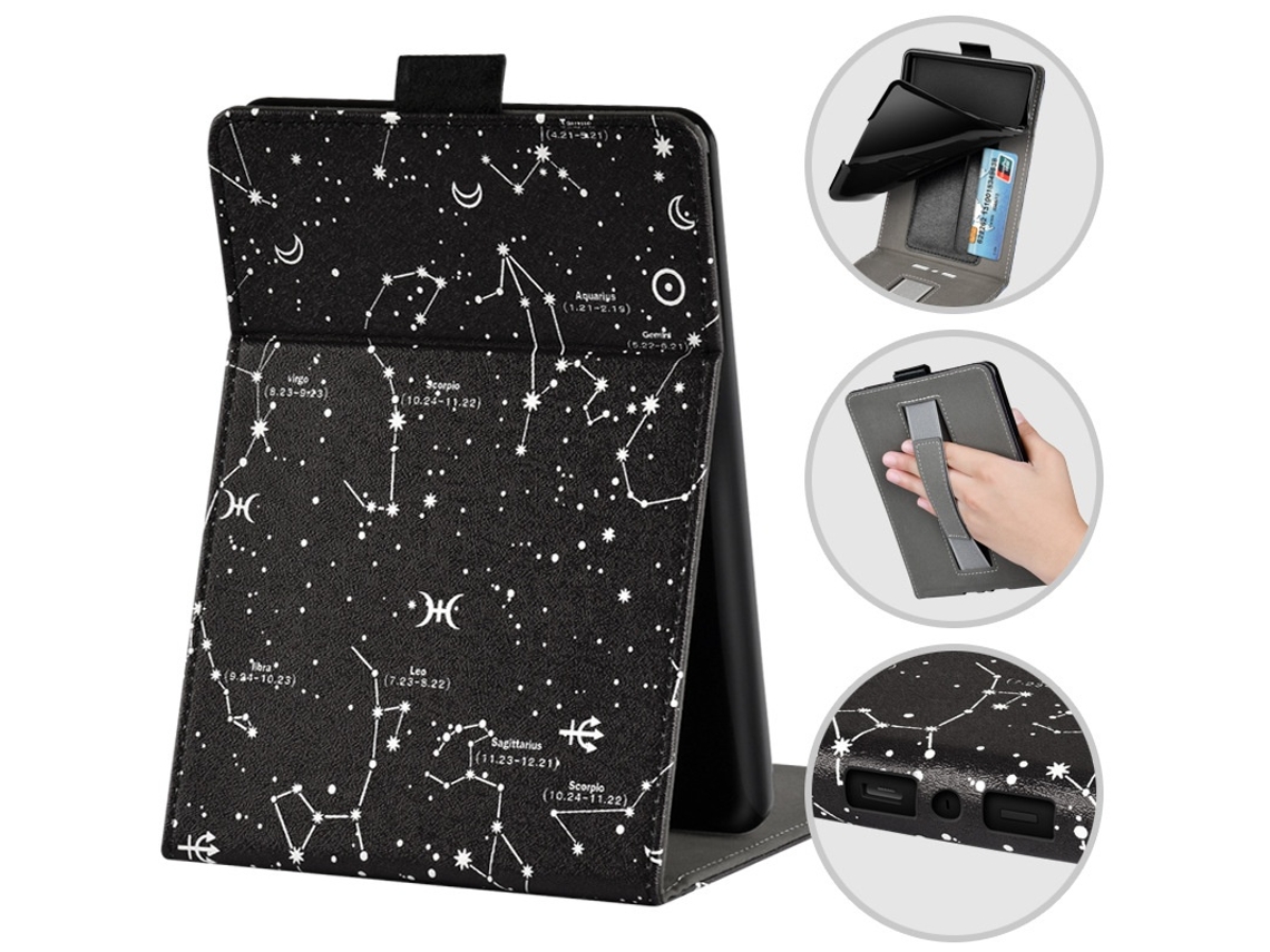 Capa Protetora Para E-reader Compatível Com Kindle Paperwhite (12 Com Suporte Dobrável Em Pu Elysve