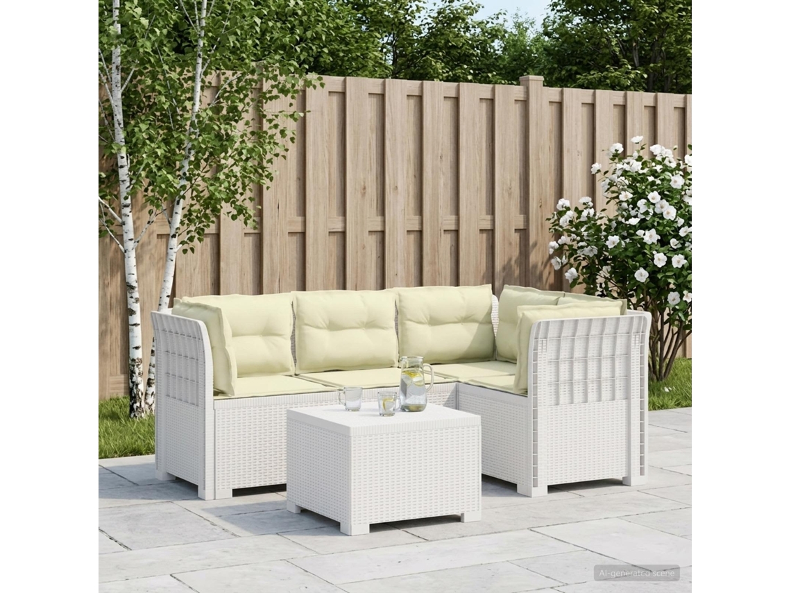 Vidaxl Sofá De Jardim Para 4 Pessoas Com Almofadas Estilo Rattan Pp