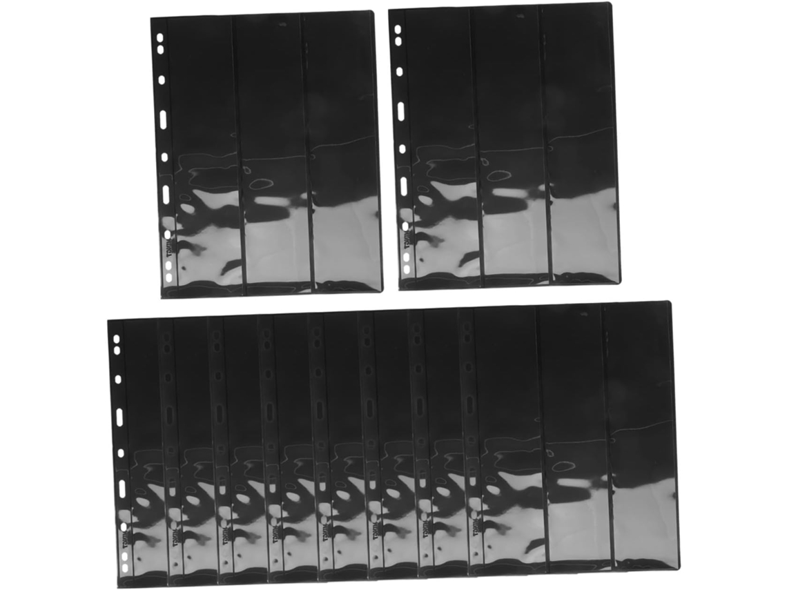 Valiclud Lote De 10 Páginas Para Álbum De Coleção De Timbres Noir - 3 Compartimentos Verticaux - Dupla Face