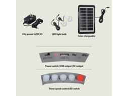 Ventsilha Solar 12 Polegadas 3w Bateria 4500mah 3 Velocidades Luz Led
