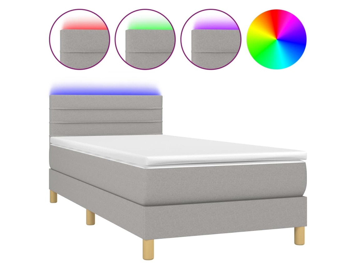 Box Spring Bed, Box Spring Beds Vidaxl Cinzeto Tecido (90 X 200 Cm)