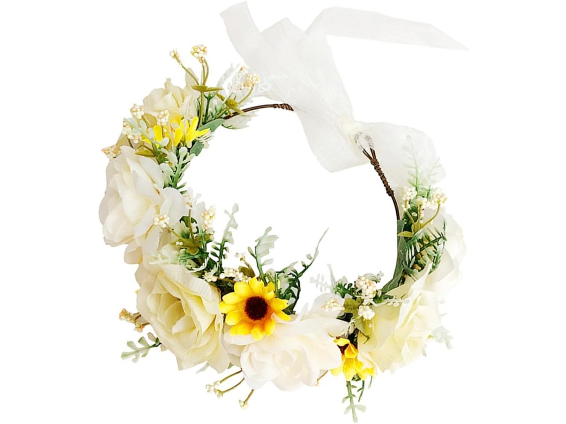 Coroa De Flores Leve Para Cabelo Feminino, Rosas Artificiais De Tecido, Decoração.
