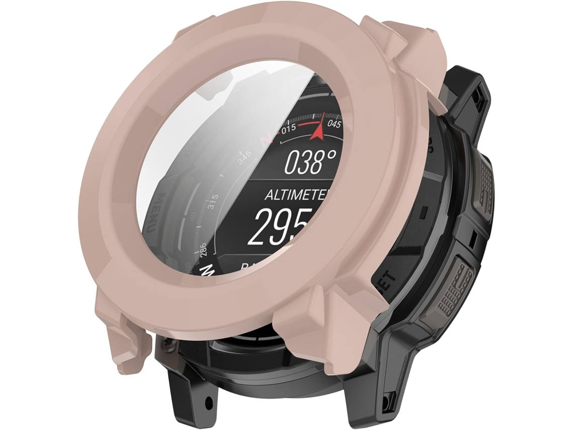 Capa Para Garmin Instinct 3 50mm Película De Vidro Temperado 9h Integrada, Proteção Total Contra Impactos Em Pc Rígido. Rosa Hexinyigjly