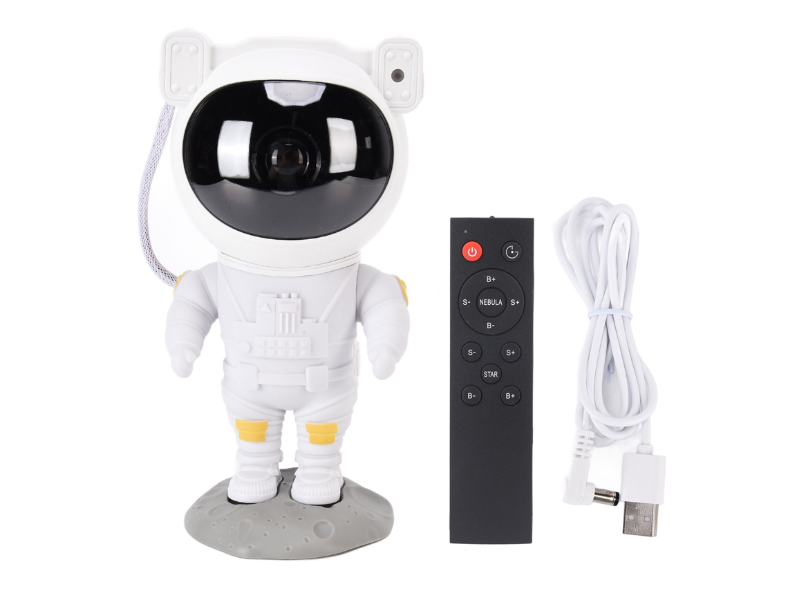Nx Luminária Projetora de Astronauta com Led Multimodo, Luz Noturna Ambiente e Controle Remoto para Decoração de Quarto Interno BRILVIBERA