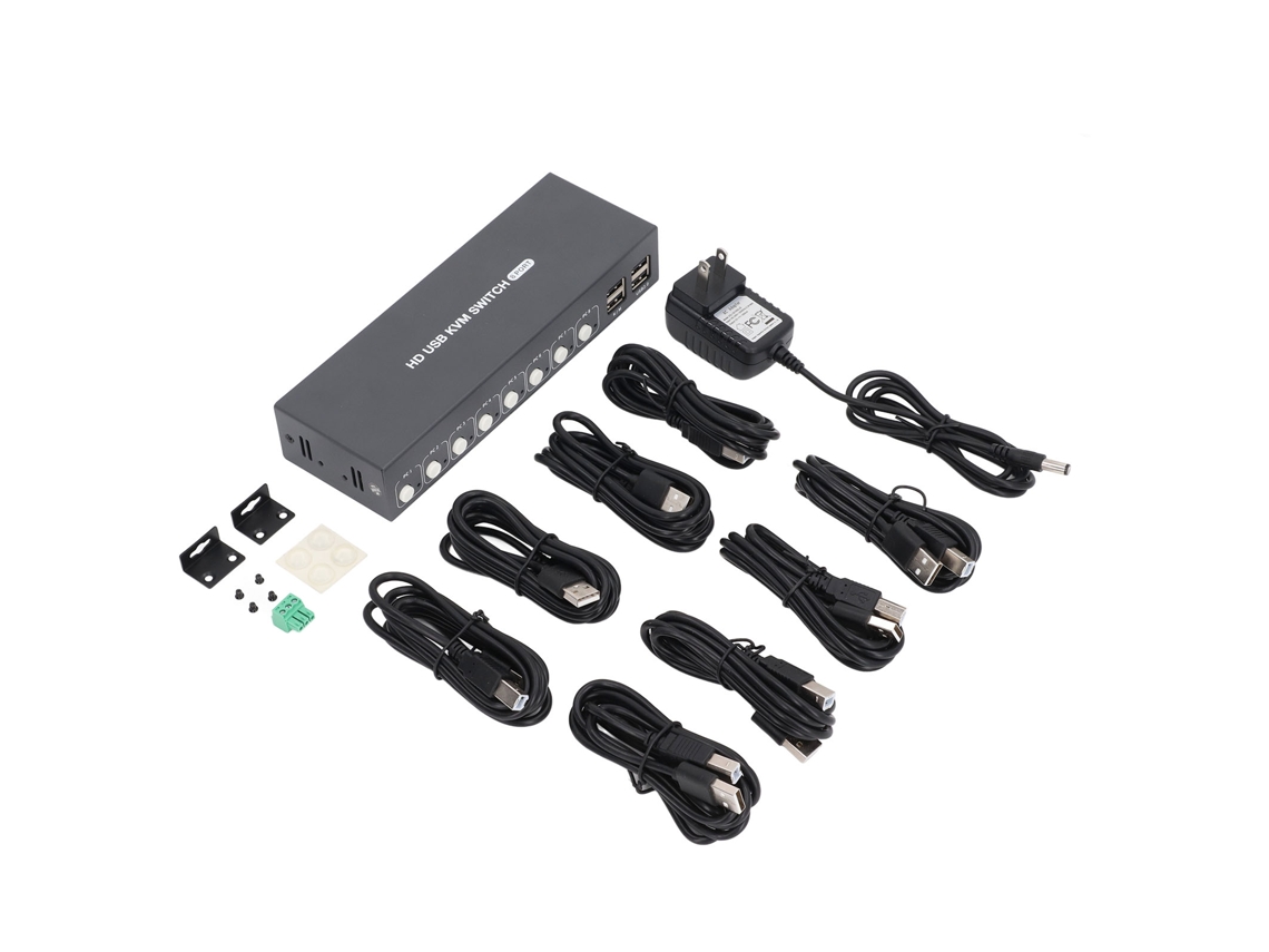 Switch Kvm Usb 8 Portas 4k 30hz Para 8 Computadores