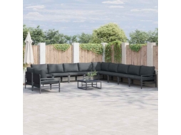 Vidaxl Conjunto De Sofá De Jardim 11 Unid. Preto Aço