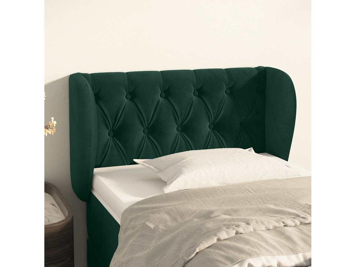 Cabeceira De Cama | Painel De Cama C/ Abas Veludo 83x23x78/88cm Verde-escuro
