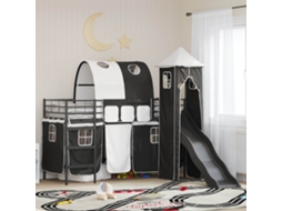 Vidaxl Estrutura De Cama Loft Para Crianças Preto 90 X 190 Cm Metal