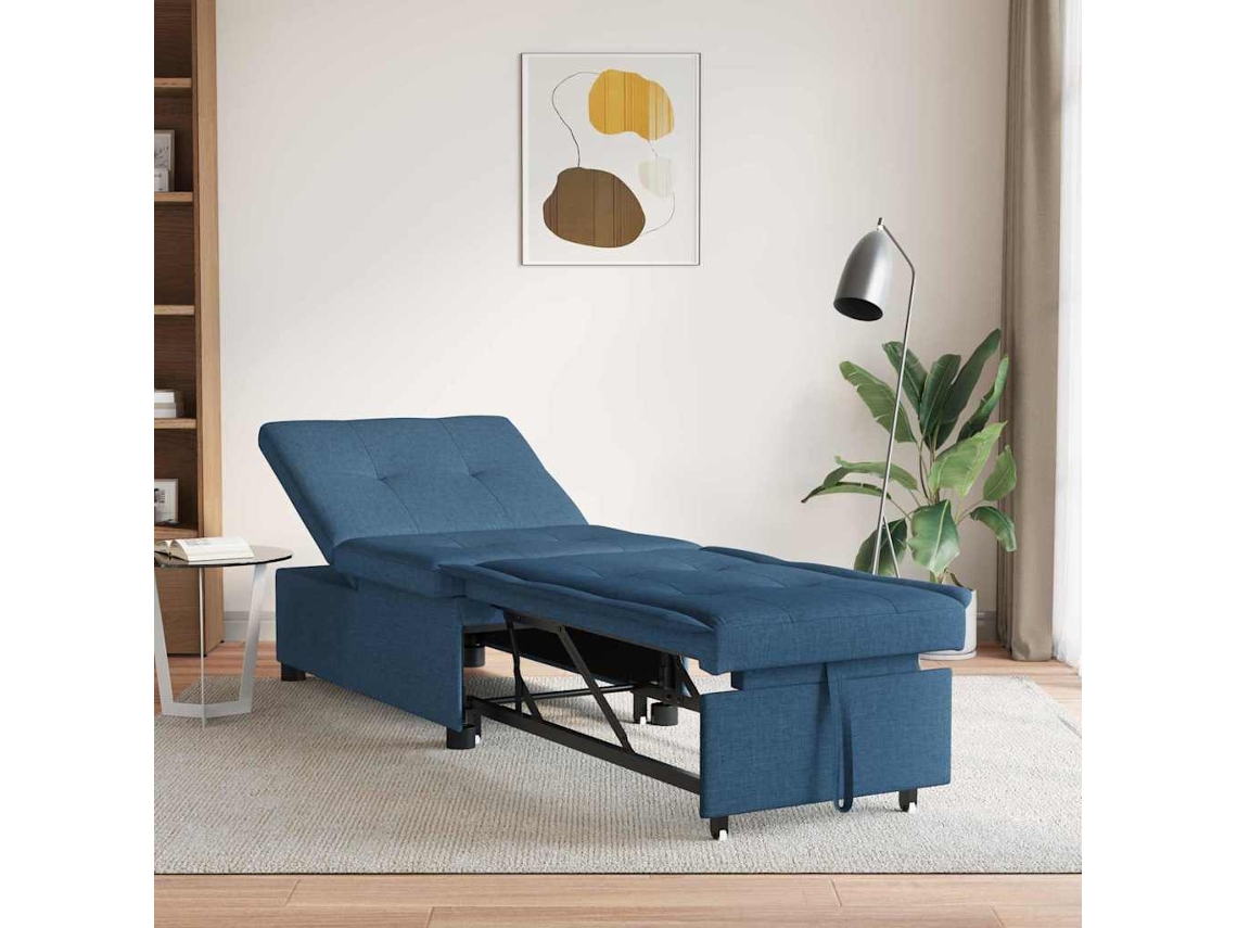 Vidaxl Sofá-cama Retrátil Azul 194 X 50 X 82 Cm Tecido