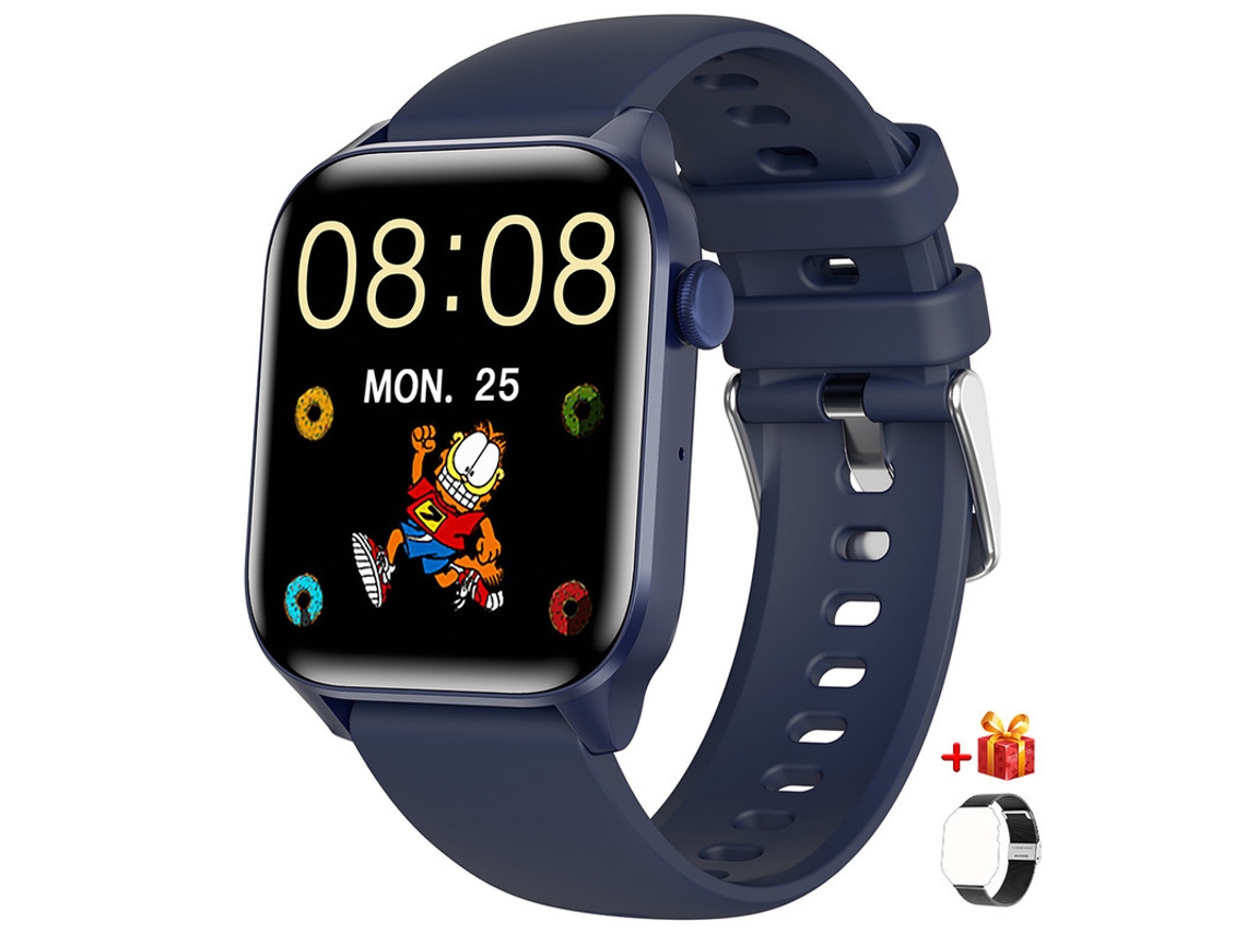 SHAH ARPAN F32 Relógio Inteligente Frequência Cardíaca Saudável Mensagem Musical de Oxigênio no Sangue Azul + Pulseira de Aço
