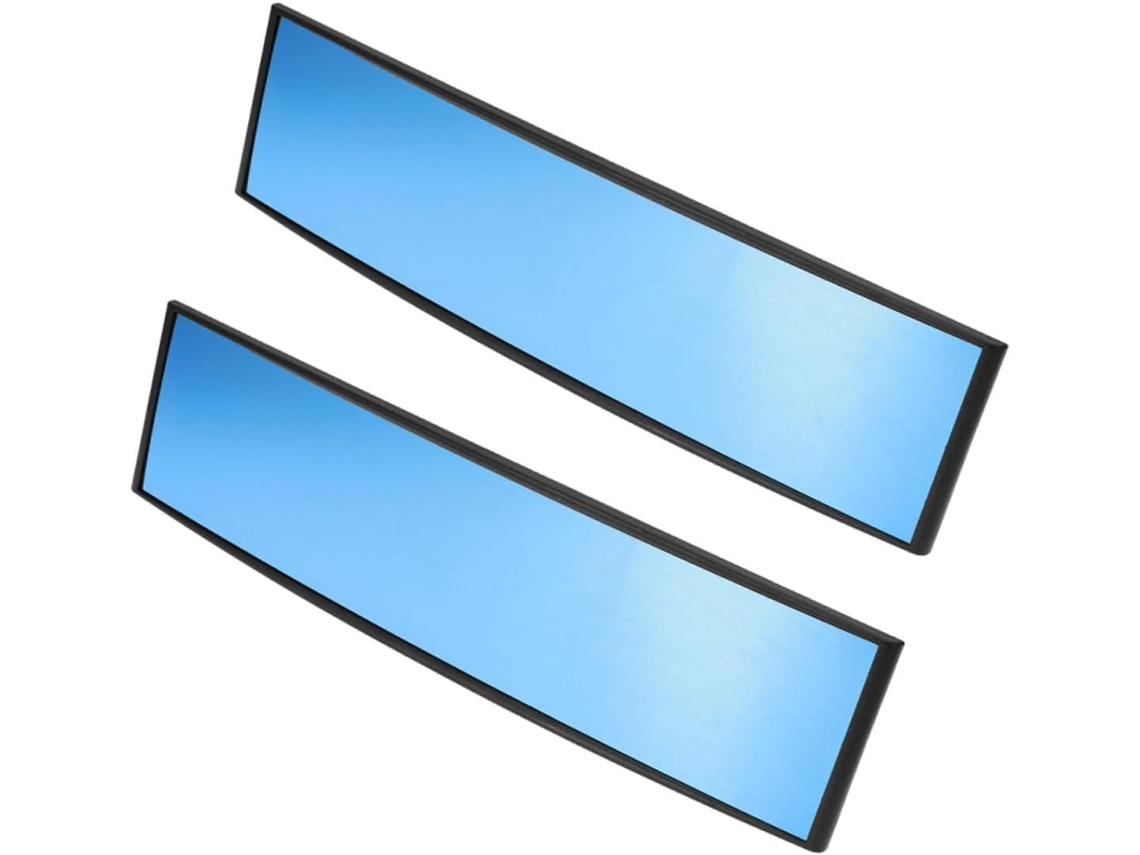 2 Espelhos Retrovisores Internos De Segurança Azuis, 300x75 Mm, Fáceis De Instalar.