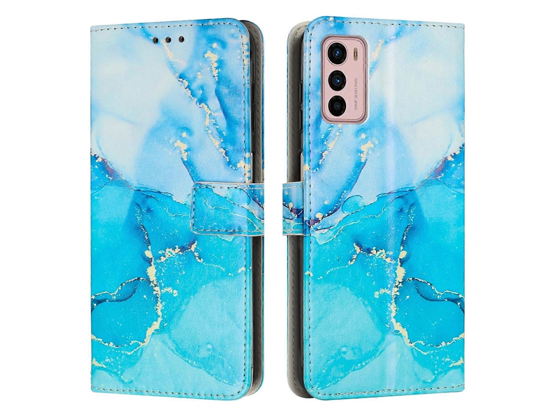 Capa De Couro Com Estampa De Mármore Pintada Para Motorola Moto G42