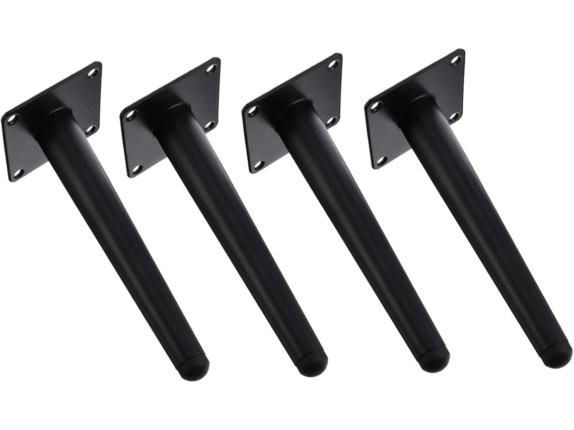 Conjunto De 4 Pés Ferro Preto Para Armário Apoio Elegantes E Resistentes Sofá, Design Cônico Oblíquo Pés Para Móveis De